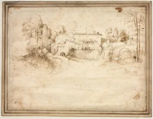 Fra Bartolommeo Prints: Farmhouse on the Slope of a Hill, c. 1508. Creator: Fra Bartolommeo (Italian, 1472-1517)