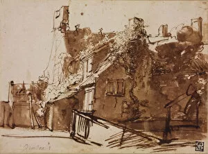 Brown Colour On Paper Collection: Farmhouse in Sunlight. Artist: Rembrandt van Rhijn (1606-1669)