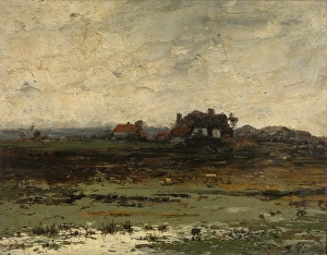 Jean Pierre Francois Lamoriniere Prints: Farms at Sunset, c1860-1890s. Creator: Jean Pierre Francois Lamoriniere
