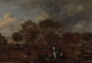 Farmstead with the Gentleman Farmer and his Wife and the Painter in the foreground, 1650-1680. Creator: Jan Pietersz Opperdoes