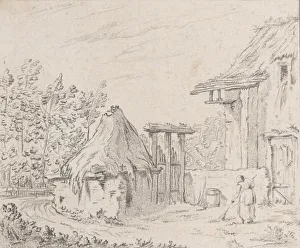 Blondel Prints: Farmyard, 1758. Creator: Barthelemy-Augustin Blondel d Azincourt