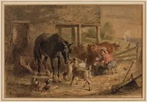 Darley Prints: Farmyard, between 1842 and 1888. Creator: Felix Octavius Carr Darley