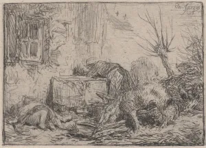 Jacque Prints: Farmyard, ca. 1845. Creator: Charles Emile Jacque