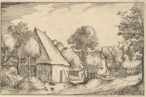 Visscher Prints: Farmyard, plate 5 from Regiunculae et Villae Aliquot Ducatus Brabantiae, ca. 1610