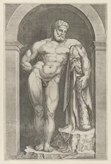 Statues Collection: Farnese Hercules, 1552-88. Creator: Mario Cartaro
