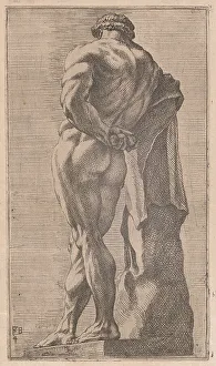 Gladiator Prints: The Farnese Hercules, seen from behind [plate 4], 1638. Creator: François Perrier