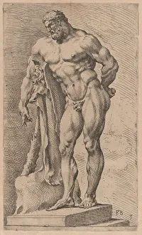 The Farnese Hercules, three-quarter view turned to left [plate 3], 1638. Creator: François Perrier