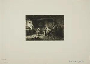 Farrier Prints: The Farriers Shop, 1865. Creator: Charles Emile Jacque
