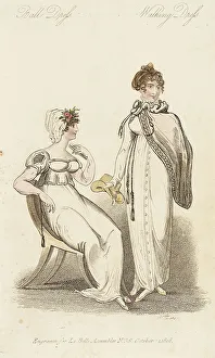 Promenade Dress Prints: Fashion Plate (Ball Dress - Walking Dress), 1808. Creator: John Bell