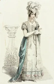 Plumes Prints: Fashion Plate (Court Dress), 1820. Creator: Rudolph Ackermann