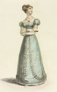 Regency Era Prints: Fashion Plate (Dinner Dress), 1825. Creator: Rudolph Ackermann
