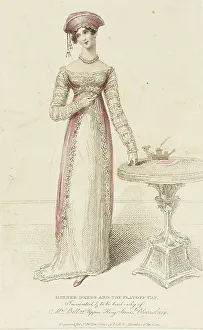 John Bell Prints: Fashion Plate (Dinner Dress and the Platoff Cap), 1814. Creator: John Bell