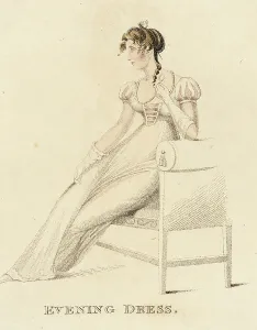 Chaise Longue Prints: Fashion Plate (Evening Dress), 1813. Creator: Unknown