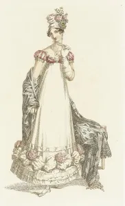 Regency Era Prints: Fashion Plate (Evening Dress), 1818. Creator: Rudolph Ackermann