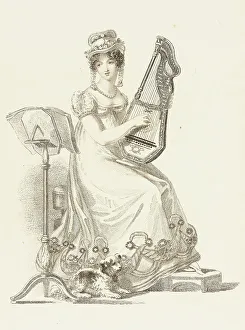 Fashion Plate (Evening Dress), 1819. Creator: Rudolph Ackermann