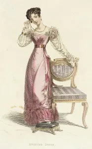 Regency Era Prints: Fashion Plate (Evening Dress), 1825. Creator: Rudolph Ackermann