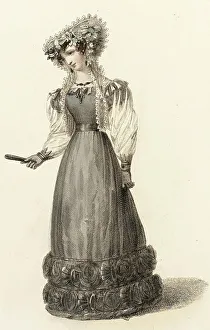 Empire Line Prints: Fashion Plate (Evening Dress), 1827. Creator: Rudolph Ackermann