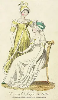 Headwrap Prints: Fashion Plate (Evening Dresses for Novr. 1801), 1801. Creator: Unknown
