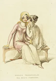 Promenade Dress Prints: Fashion Plate (Evening Promenade, or Sea Beach Costumes), 1810. Creator: Rudolph Ackermann