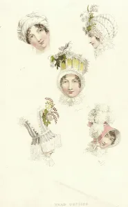 Headdresses Prints: Fashion Plate (Head Dresses), 1814. Creator: Rudolph Ackermann