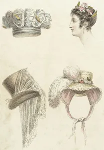 Headdresses Prints: Fashion Plate (Head Dresses), 1823--. Creator: Rudolph Ackermann