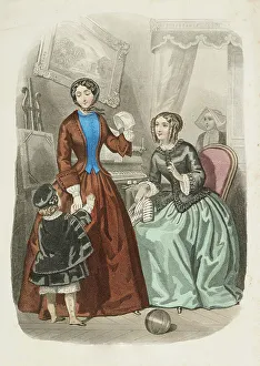 Scissors Prints: Fashion Plate - Journal des Demoiselles, 1848. Creator: Rossin