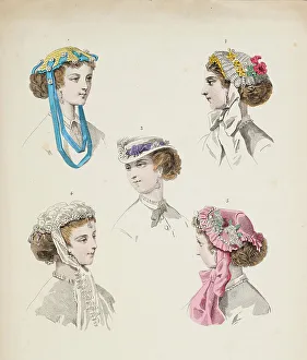 Straw Hat Prints: Fashion plate - Journal des Demoiselles, 1868. Creator: Unknown