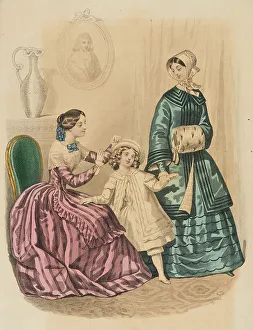 Muff Prints: Fashion plate - Journal des Demoiselles, 1849. Creator: Barreau