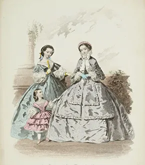 Ruffle Prints: Fashion plate - Journal des Demoiselles, 1860. Creator: Gilquin & Dupain