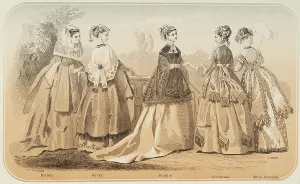 Bonnets Prints: Fashion plate - Journal des Demoiselles, 1868. Creator: Emile Préval