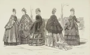 Bonnets Prints: Fashion plate - Journal des Demoiselles, 1869. Creator: Imprimerie Dupuy