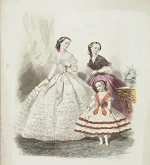 Ruffle Prints: Fashion plate - Journal des Demoiselles II, 1860. Creator: Gilquin & Dupain