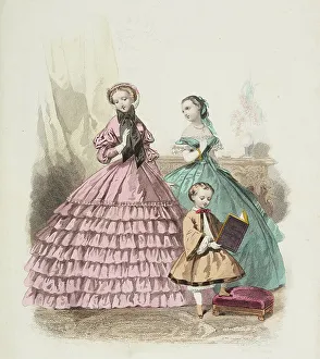 Ruffle Prints: Fashion plate - Journal des Demoiselles III, 1860. Creator: Gilquin & Dupain