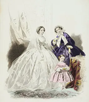 Crinolines Prints: Fashion plate - Journal des Demoiselles III, 1859. Creator: Gilquin & Dupain