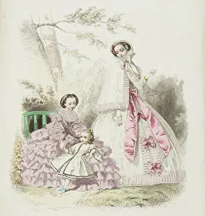 Ruffle Prints: Fashion plate - Journal des Demoiselles IX, 1859. Creator: Gilquin & Dupain