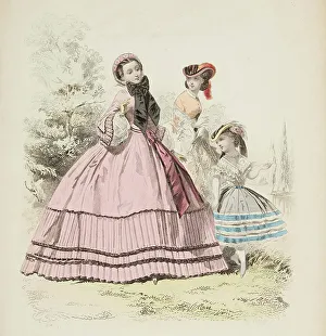 Bonnets Prints: Fashion plate - Journal des Demoiselles IX, 1860. Creator: Gilquin & Dupain