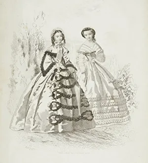 Fashion plate - Journal des Demoiselles IX, 1860. Creators: Gilquin & Dupain, Pauquet