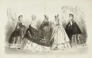 Bonnets Prints: Fashion plate - Journal des Demoiselles V, 1861. Creator: Gilquin & Dupain