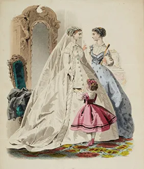 Gilquin Son Prints: Fashion plate - Journal des Demoiselles V, 1866. Creator: Gilquin fils