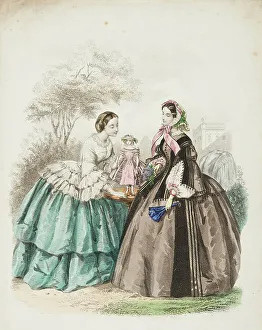 Doll Prints: Fashion plate - Journal des Demoiselles VII, 1857. Creator: Gilquin & Dupain