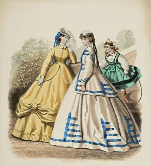 Bonnets Prints: Fashion plate - Journal des Demoiselles VIII, 1865. Creator: Gilquin fils