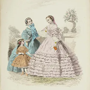 Bonnets Prints: Fashion plate - Journal des Demoiselles VIII, 1860. Creator: Gilquin & Dupain