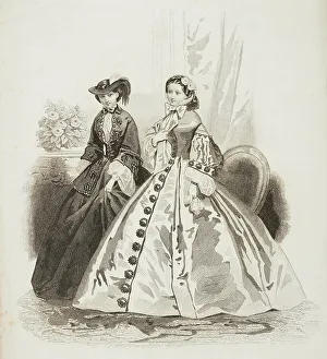Bonnets Prints: Fashion plate - Journal des Demoiselles XI, 1859. Creator: Gilquin & Dupain