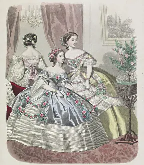 Decolletage Prints: Fashion plate from Le Monde Elégant, 1859. Creator: Unknown