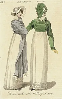 Ladys Magazine Prints: Fashion Plate (London Fashionable Walking Dresses), 1812. Creator: Unknown