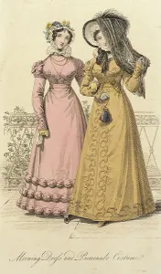 Handbag Prints: Fashion Plate (Morning Dress and Promenade Costume), 1822. Creator: John Bell