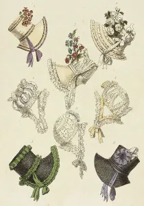 Fashion Plate (Parisian Head Dresses), 1817. Creator: Rudolph Ackermann