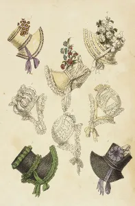 Headdresses Prints: Fashion Plate (Parisian Head Dresses), 1817. Creator: Rudolph Ackermann
