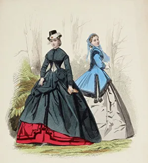 Fashion Plate - Petit Courrier des Dames Modes de Paris, 1860. Creator: Gilquin fils