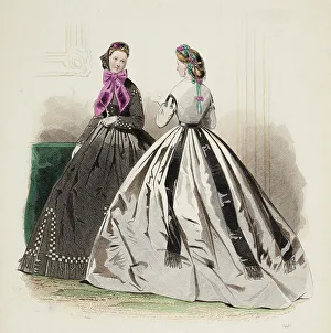 Fashion Plate - Petit Courrier des Dames Modes de Paris, 1855-69. Creator: Gilquin fils